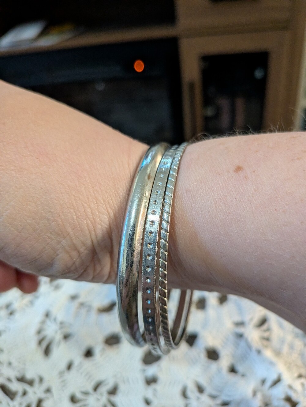 Silver Bangle Bracelet Set
